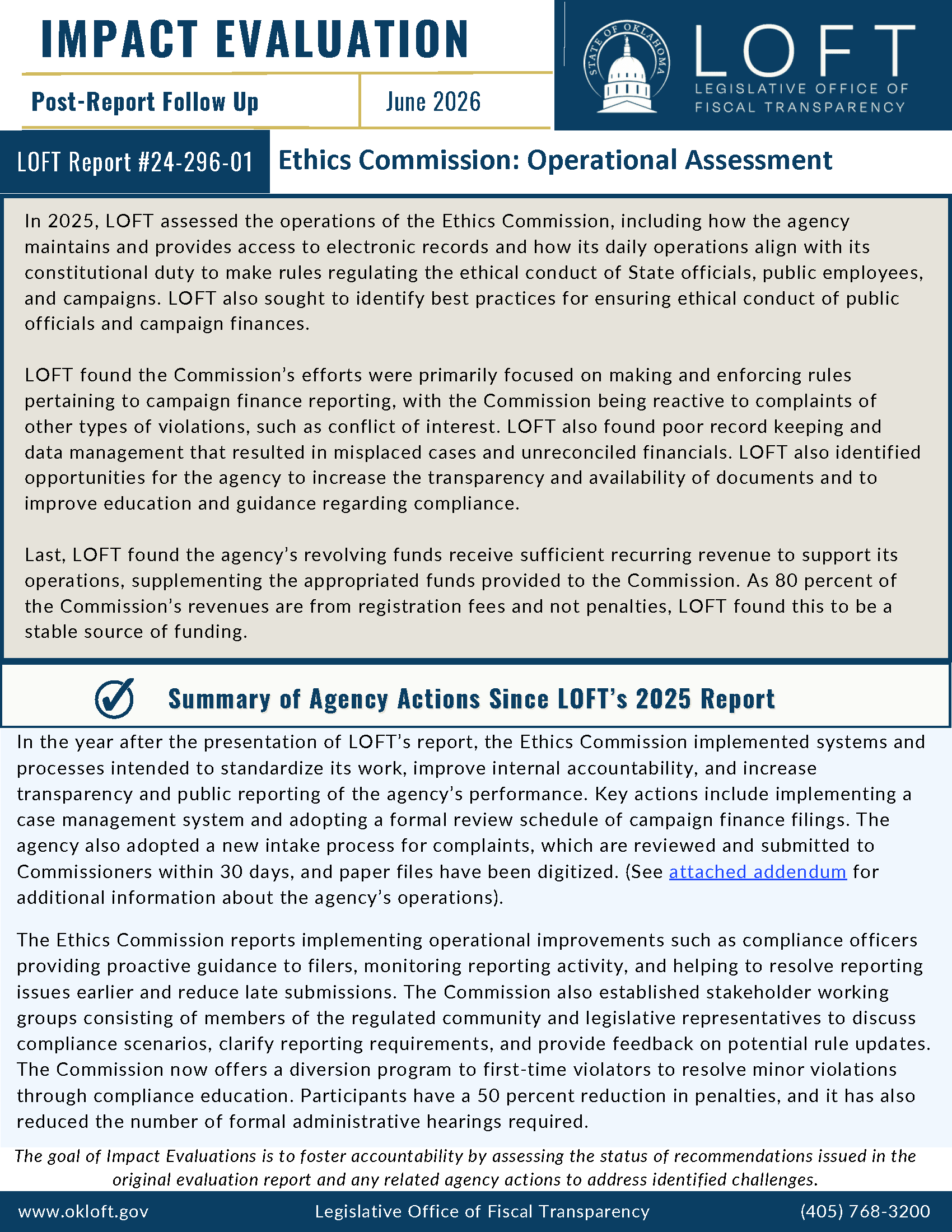preview of Ethics Commission Impact Evaluation