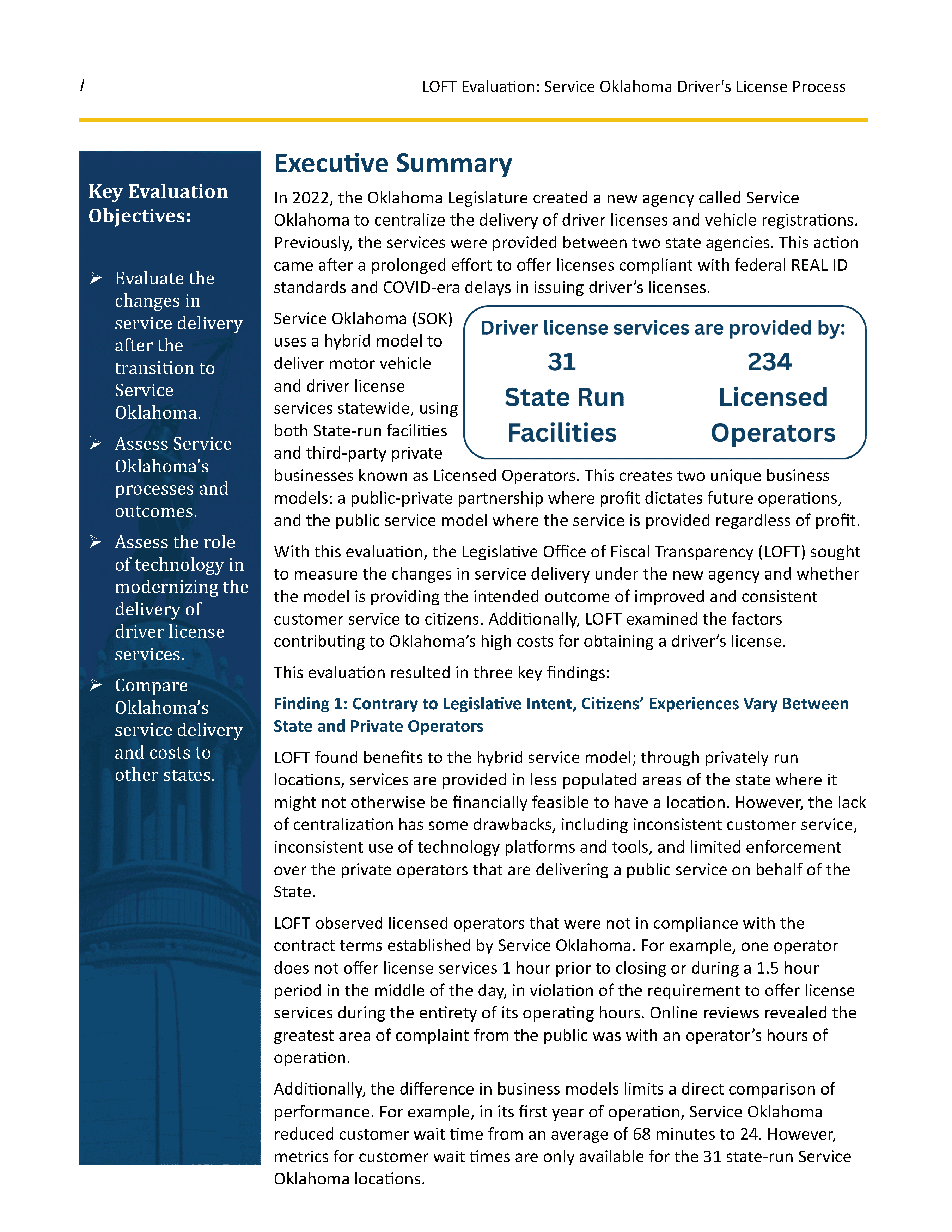 preview of Service Oklahoma Driver License Process Executive Summary
